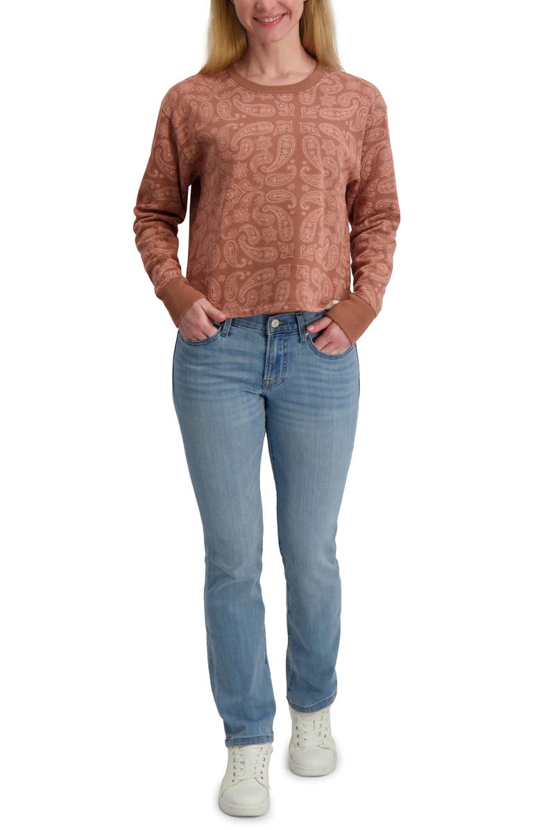 Lucky Brand Paisley Crewneck Long Sleeve Top, Alternate, color, Rust Combo