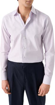 Eton Contemporary Fit Check Cotton Twill Dress Shirt