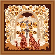 Jessie Zhao New York Double Sided Wool Silk Scarf Of Leopards With Floral Fountain