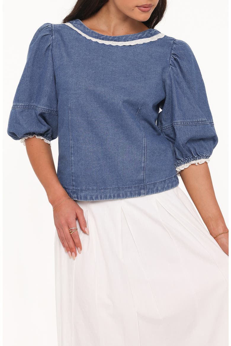 Merli Denim Open Back Top, Main, color, BLUE MEDIUM WASH