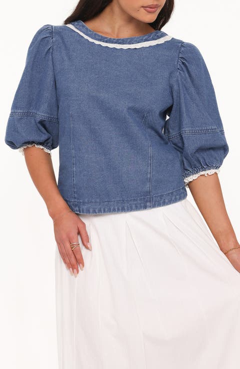 Merli Denim Open Back Top