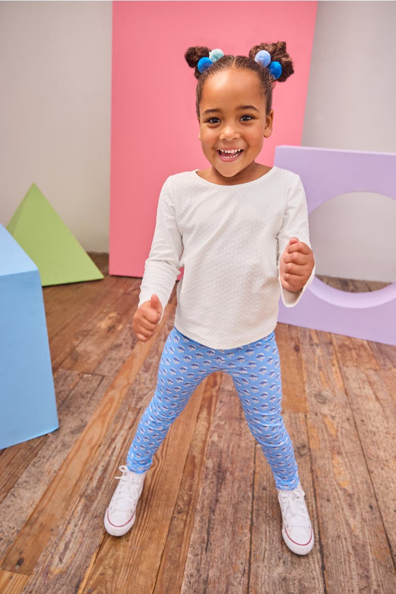 Kids' Knit Patterned Legging, Alternate, color, Cornflower Block Print