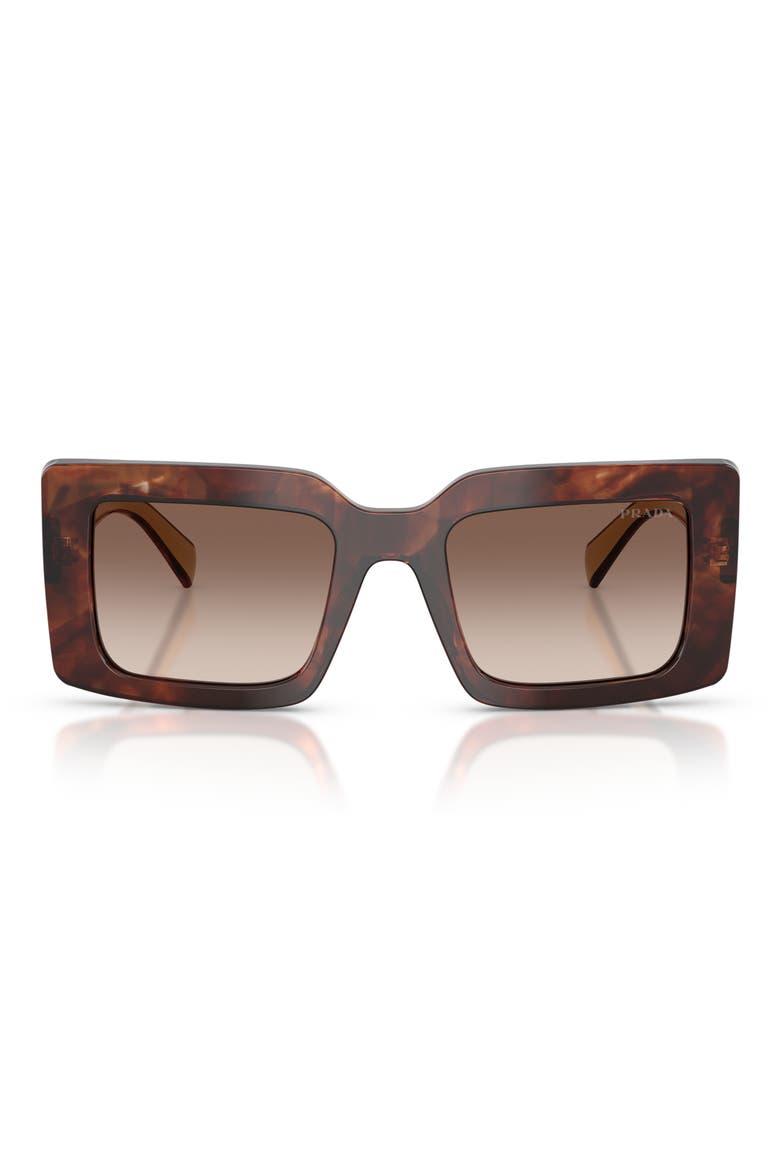 52mm Rectangular Sunglasses, Main, color, CARAMEL TORTOISE / BROWN