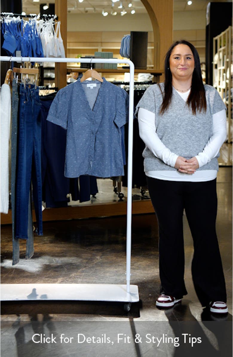 Ruffle Trim Chambray Button-Up Top, sales video thumbnail