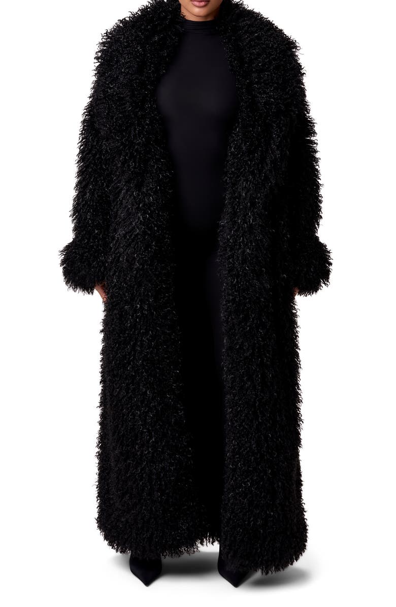 Naked Wardrobe Faux Shearling Coat, Main, color, Black