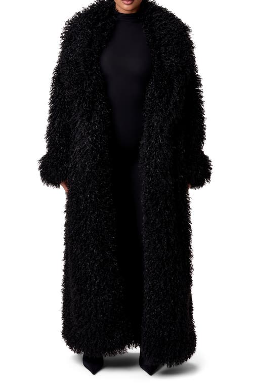 Naked Wardrobe Faux Shearling Coat In Black