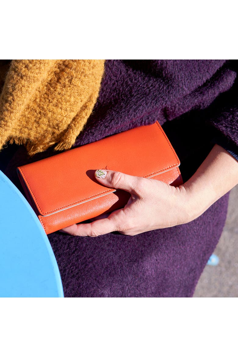 Siam Accordion Wallet, Alternate, color, Orange / Sky