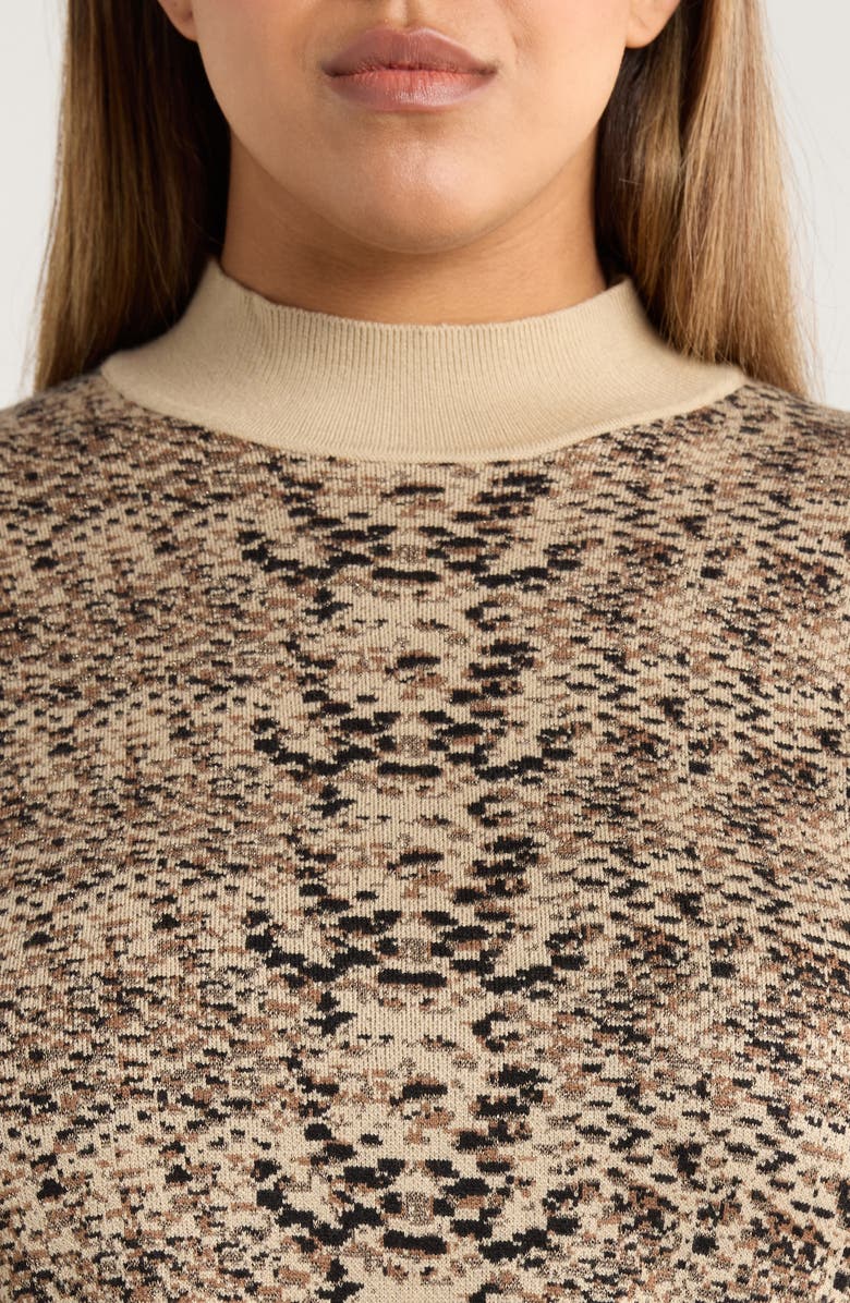 Lysse Declan Mock Neck Jacquard Sweater, Alternate, color, Lux Camel Snake Jacquard