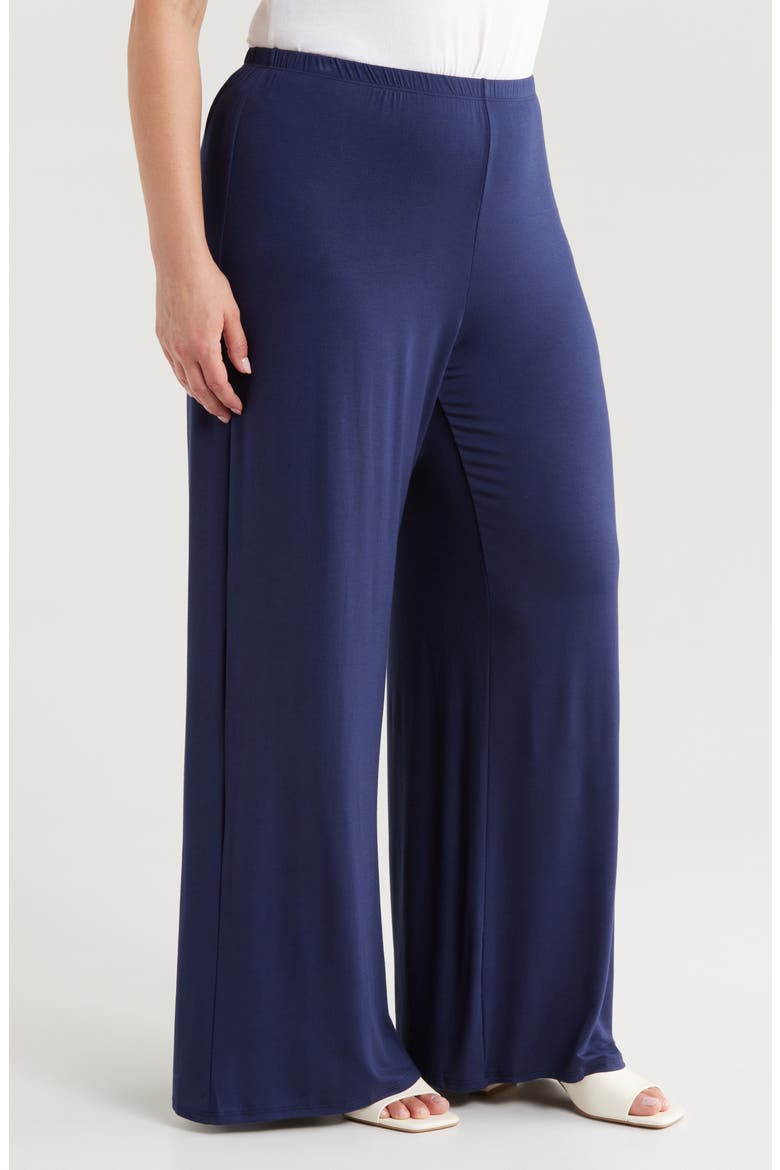 Elastic Waist Stretch Flare Pants, Alternate, color, NAVY
