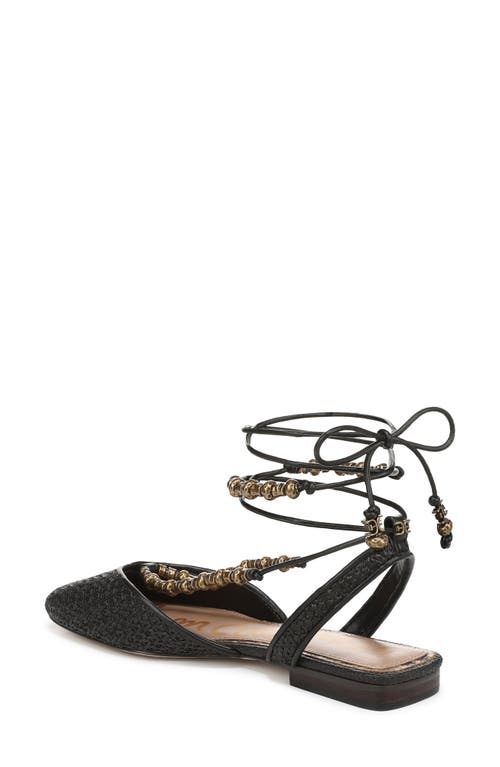 Sam Edelman Lily Ankle Wrap Mule Black Raffia In Black