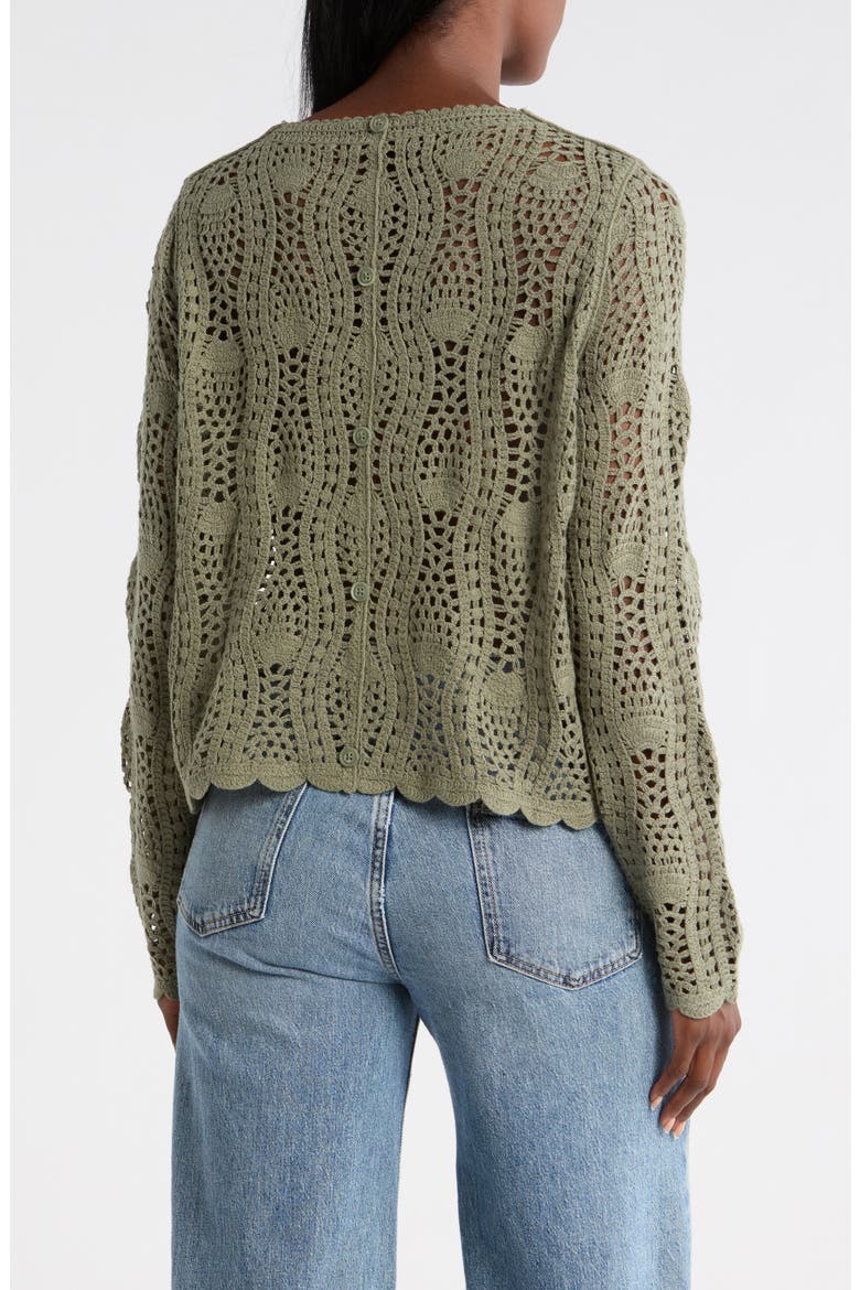 Pointelle Sweater, Alternate, color, SAGE MOSS