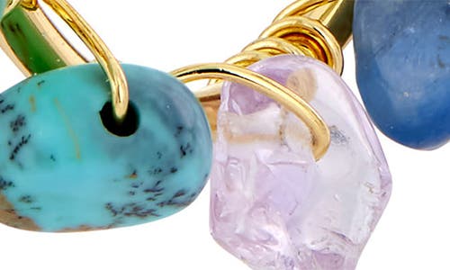 Savvy Cie Jewels Semiprecious Wrapped Gemstone Hoop Earrings