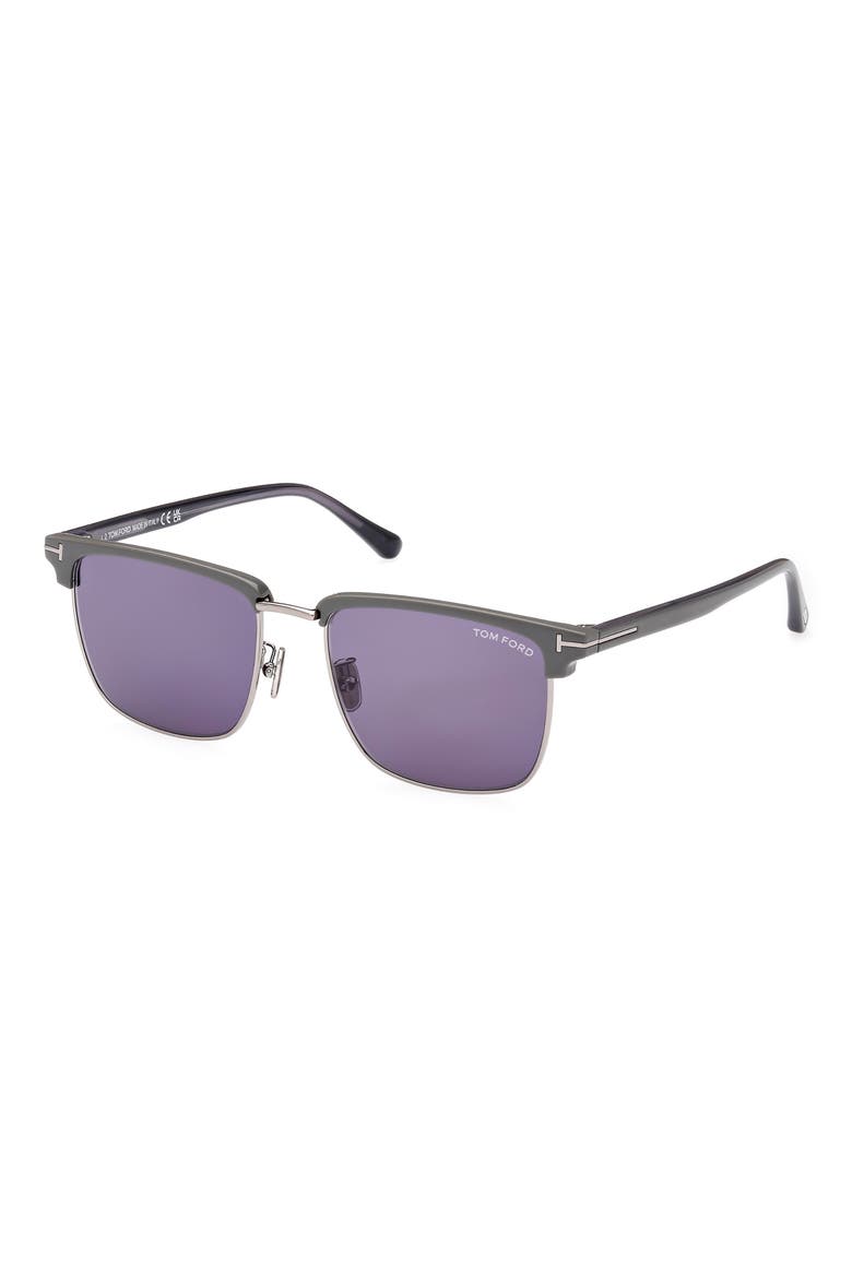 Hudson 55mm Square Sunglasses, Alternate, color, LIGHT RUTHENIUM/ BLUE