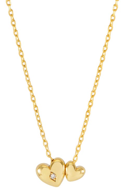 Double Heart & Cubic Zirconia Necklace