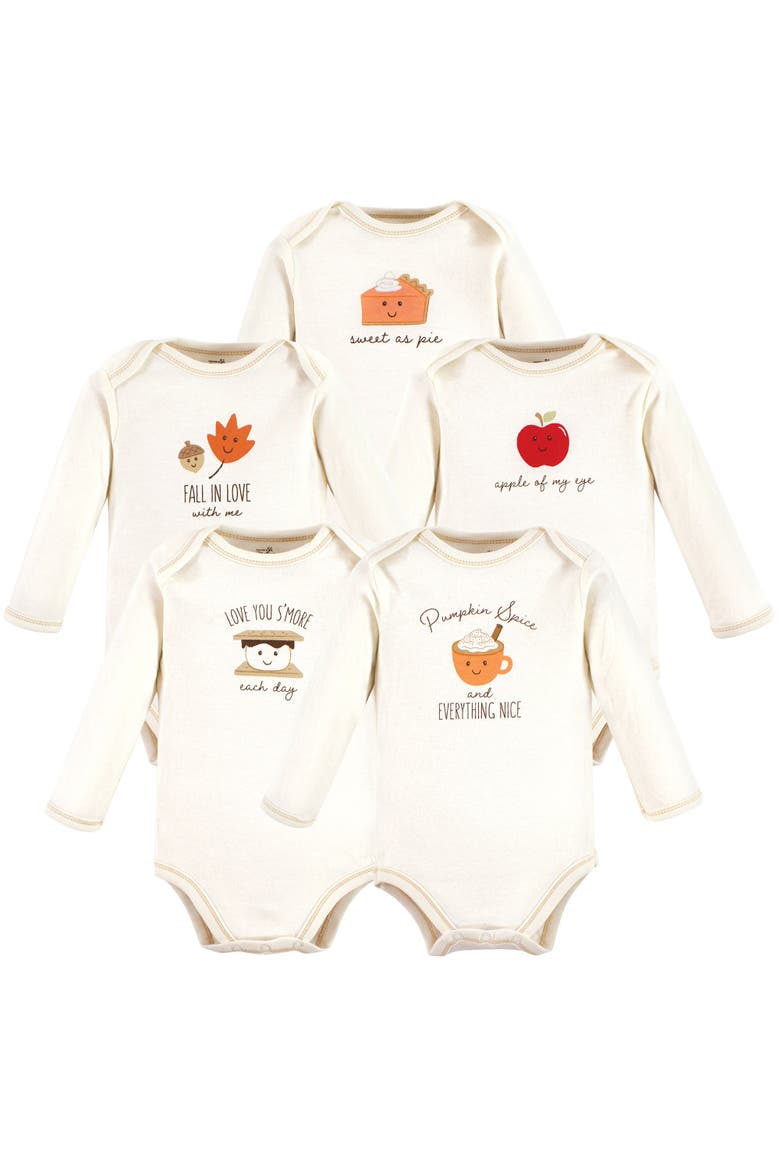 Organic Cotton Long-Sleeve Bodysuits, Main, color, Fall Food
