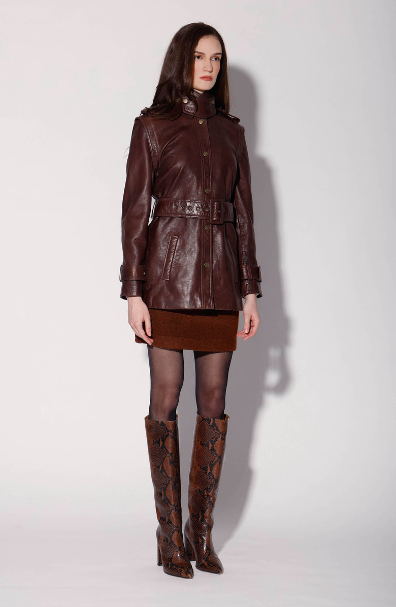 Walter Baker Imani Leather Jacket, Alternate, color, Chocolate