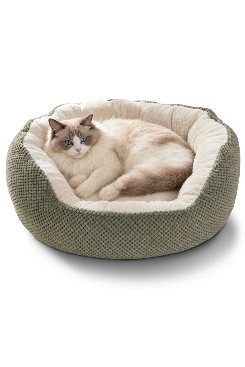 Essential Pineapple Velvet Donut Cuddler Pet Bed, Main, color, Silver Mink