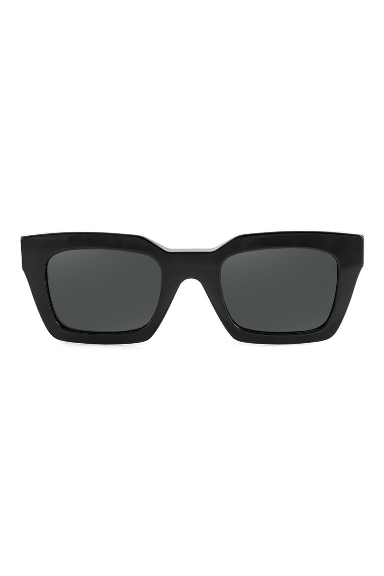 Harper 55mm Polarized Square Sunglasses, Main, color, BLACK