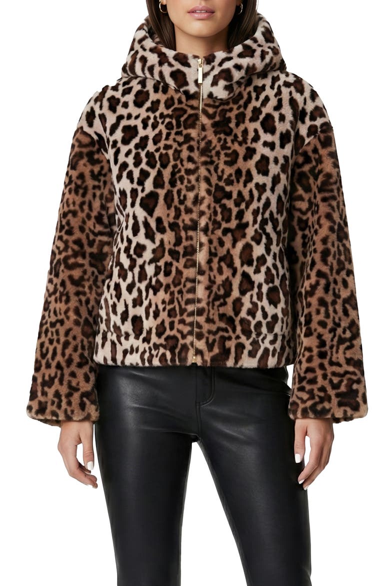 Fur-Free Sheared Mink (Faux Fur) Jacket, Hood, Main, color, BROWN LPRD/BROWN