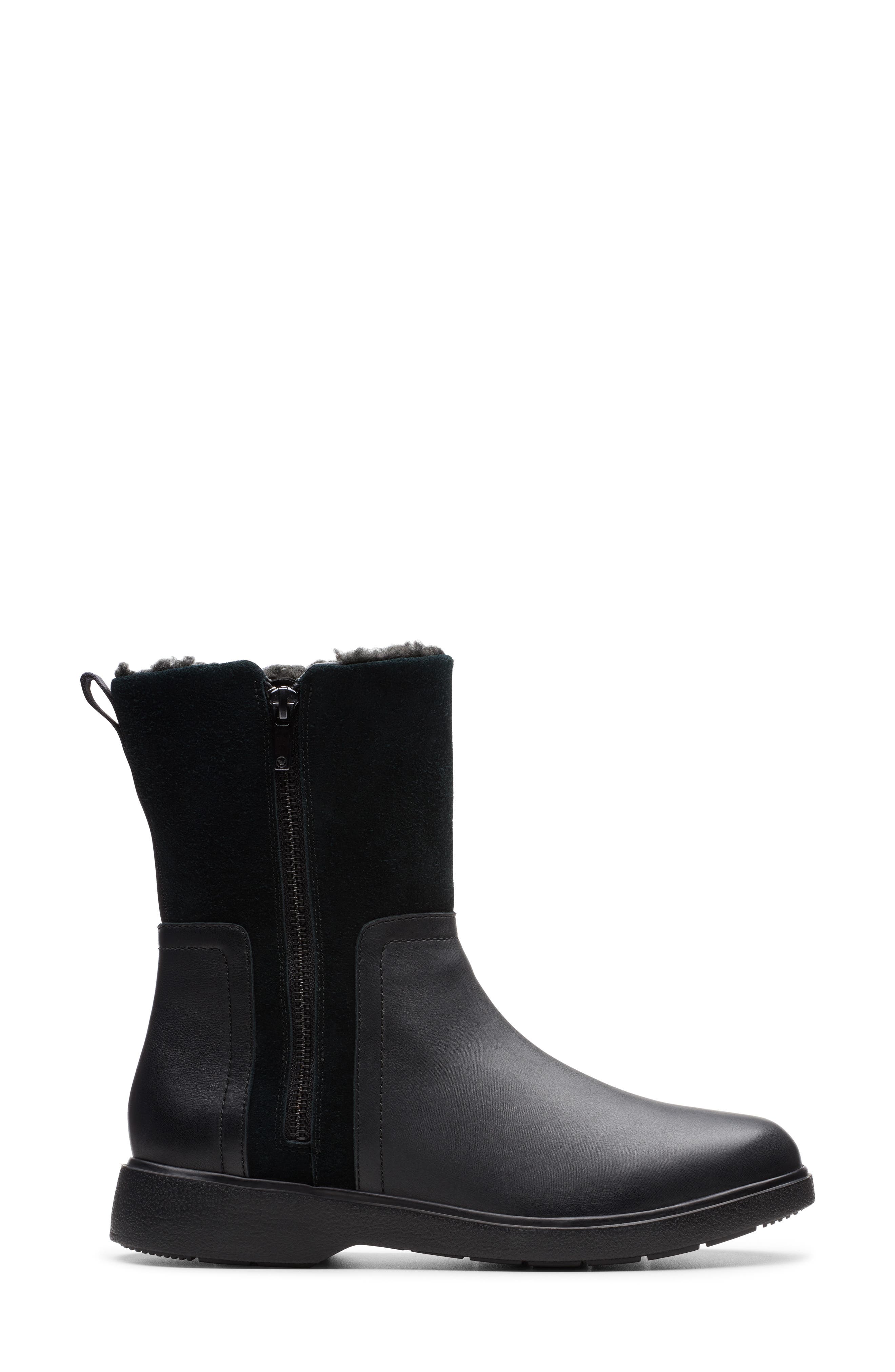 Clarks<sup>®</sup> Unstructured Elda Faux Fur Lined Waterproof Mid Boot, Alternate, color, 