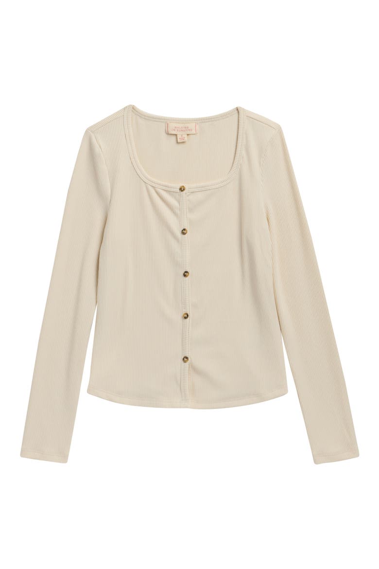 Kids' Long Sleeve Rib Knit Button-Up Top, Main, color, OATMEAL