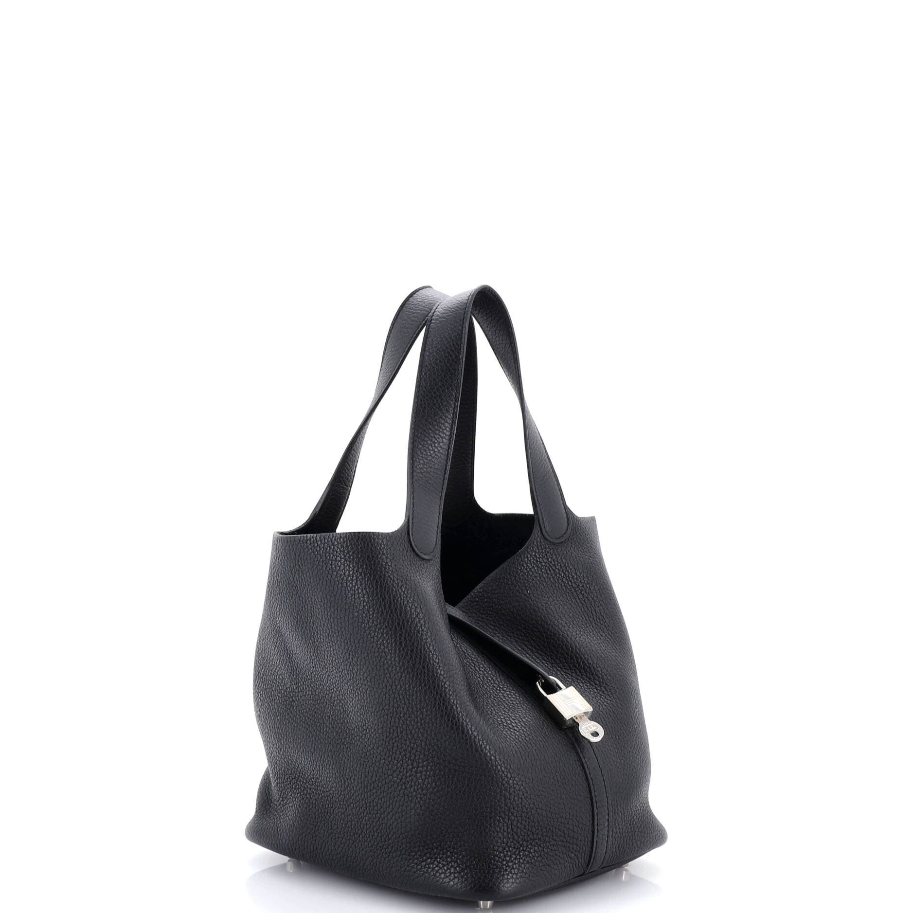 Pre-Owned Hermes Picotin Lock Bag Clemence MM, Alternate, color, Noir