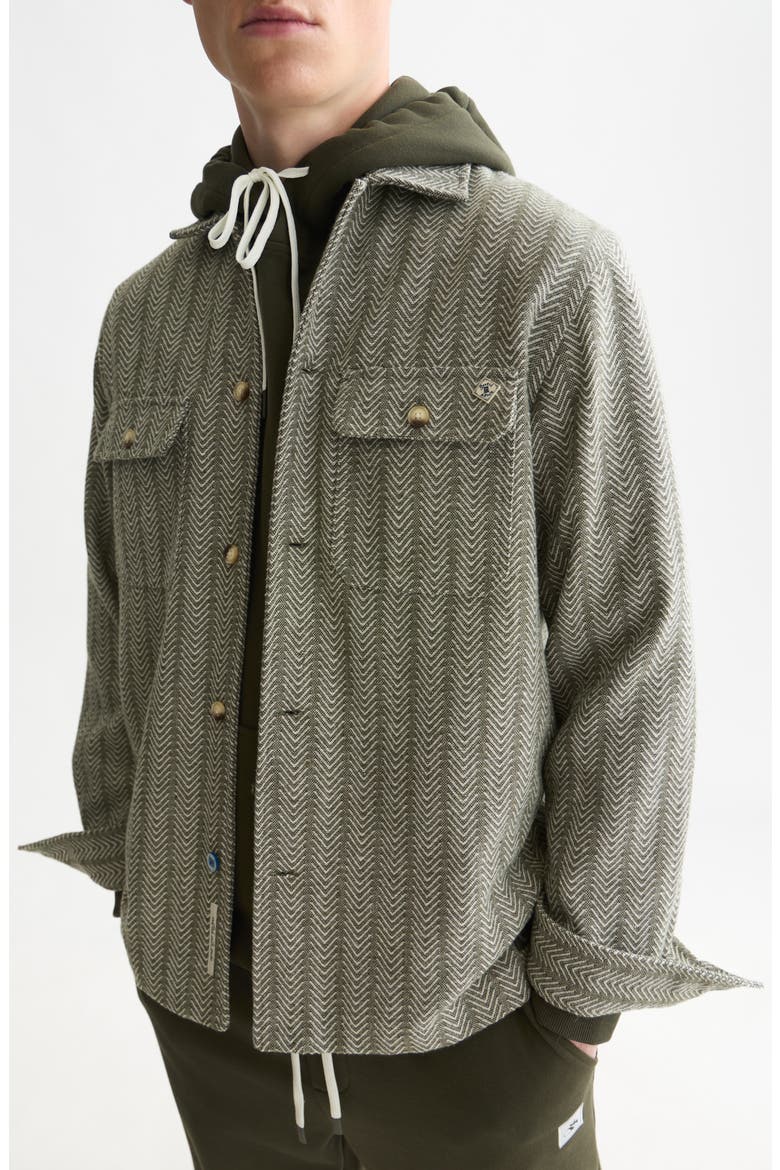 Herringbone Jacquard Relaxed Fit Shirt, Main, color, DARK FOREST
