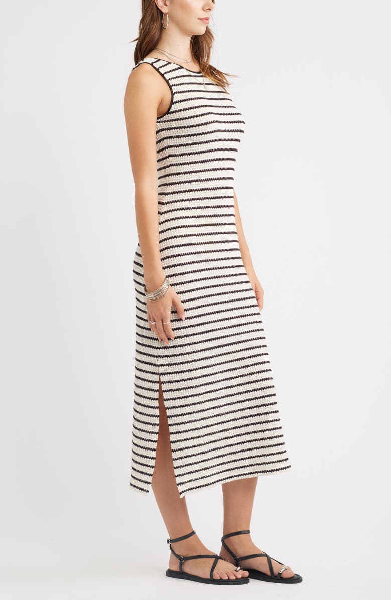 Treasure & Bond Stripe Knit Midi Tank Dress, Alternate, color, Ivory- Brown Stripe