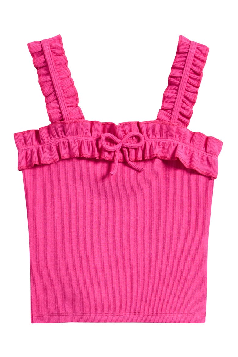 Kids' Ruffle Bow Rib Tank, Main, color, DRAGON FRUIT