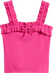 TENLY Kids' Ruffle Bow Rib Tank