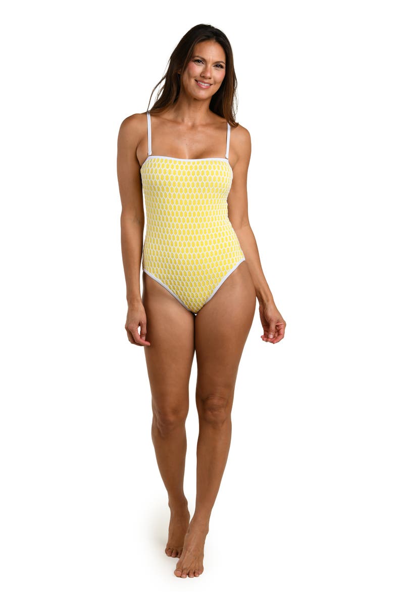 Prep Bandeau Cutout One-Piece Swimsuit, Alternate, color, SOLEIL