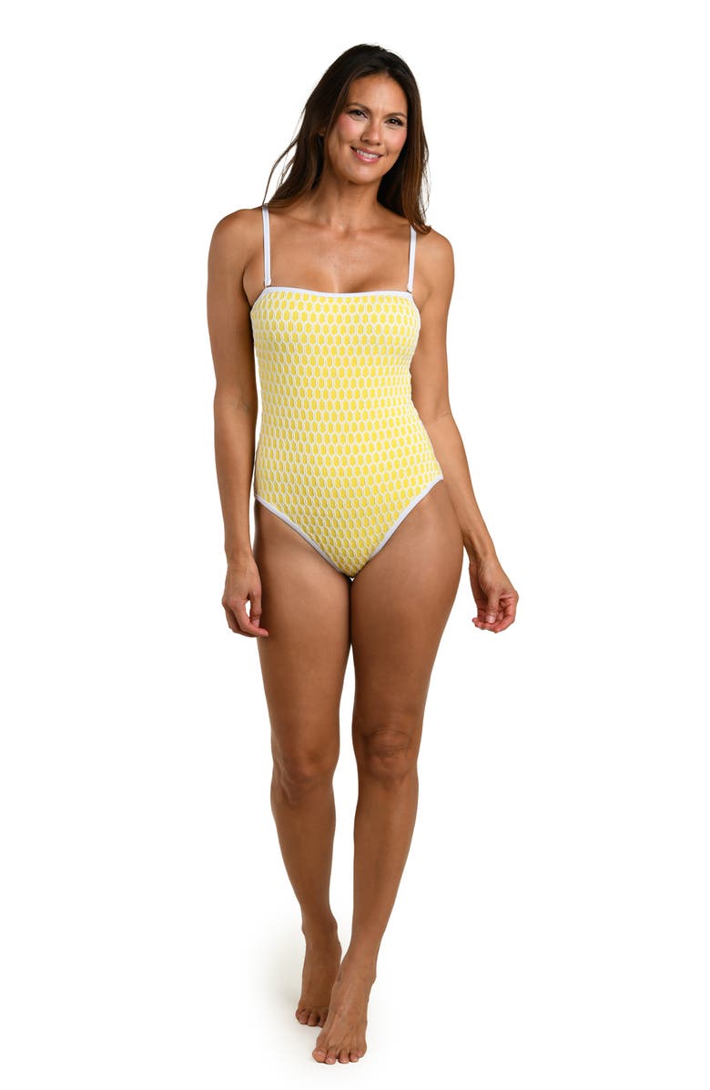 La Blanca Prep Bandeau Cutout One-Piece Swimsuit, Alternate, color, Soleil