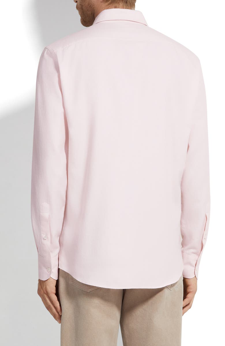 ZEGNA Cashco Cotton & Cashmere Oxford Button-Up Shirt, Alternate, color, Light Pink