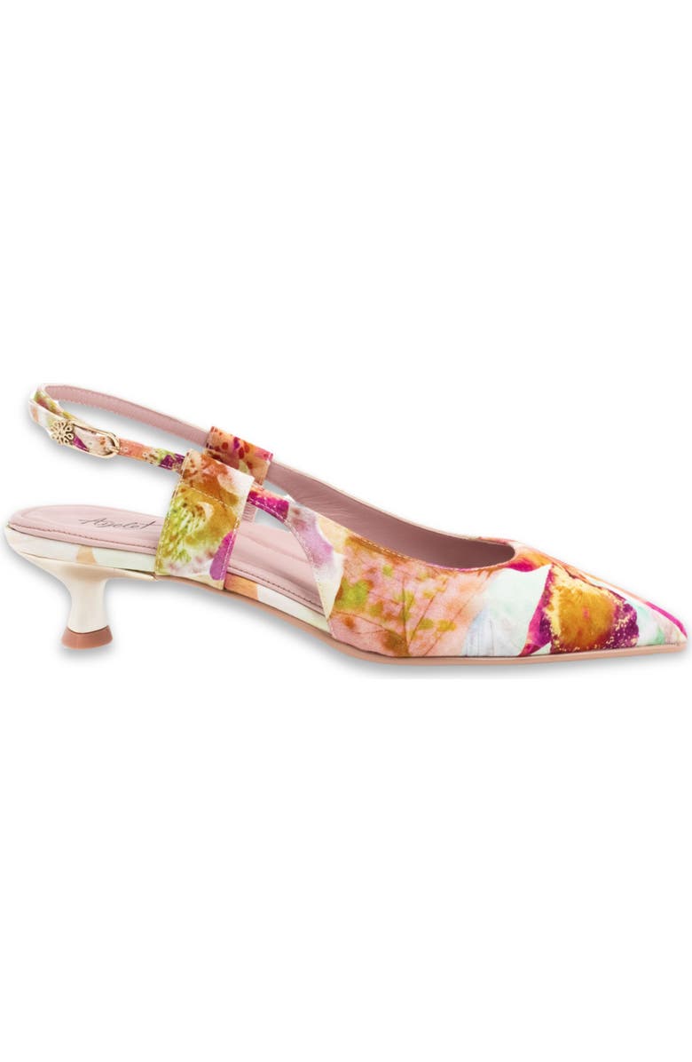 Ayelet by Naot Vida Slingback Pointed Toe Kitten Heel Pump, Alternate, color, Pink Floral Print
