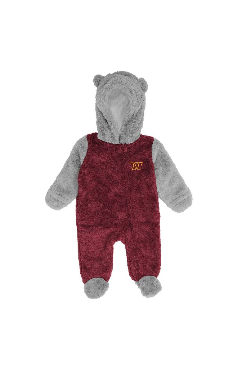 Outerstuff Newborn & Infant Burgundy/Gray Washington Commanders Game Nap Teddy Fleece Bunting Full-Zip Sleeper, Main, color, Burgundy