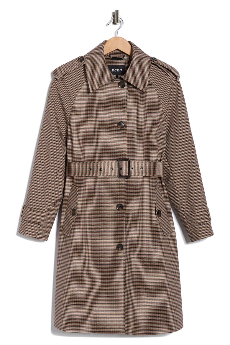 Belted Trench Coat, Alternate, color, BROWN PLAID