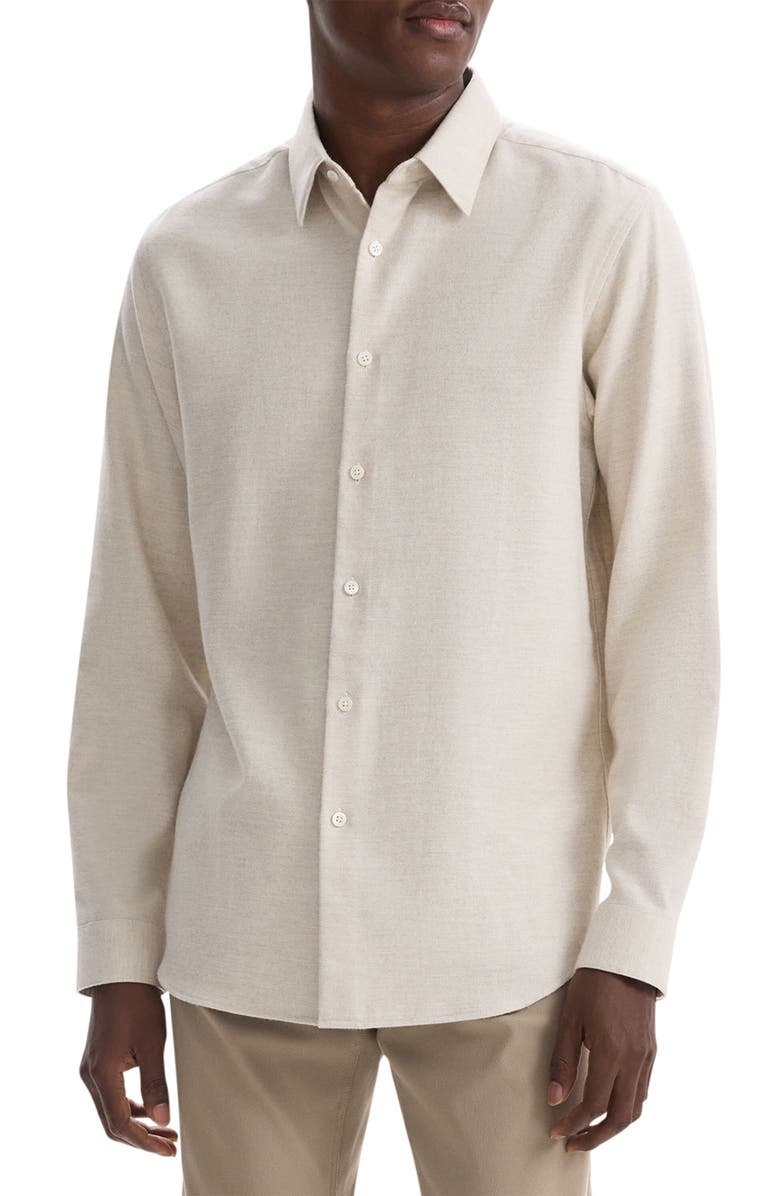 Theory Irving Flannel Button-Up Shirt, Main, color, Natural Melange