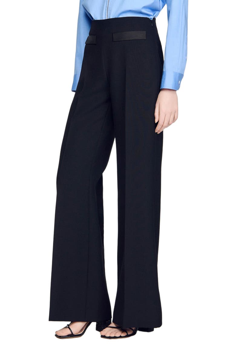 SANDRO Pocket detail trousers, Main, color, Black