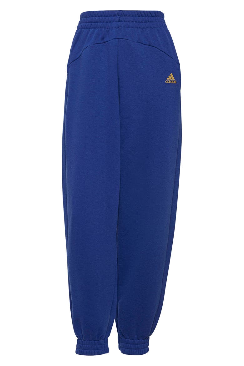 Essentials Warm Golden Logo Sweatpants, Alternate, color, VICTORY BLUE/GOLD MET.