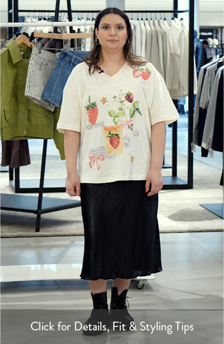 Strawberry Collage V-Neck Cotton Graphic T-Shirt, sales video thumbnail