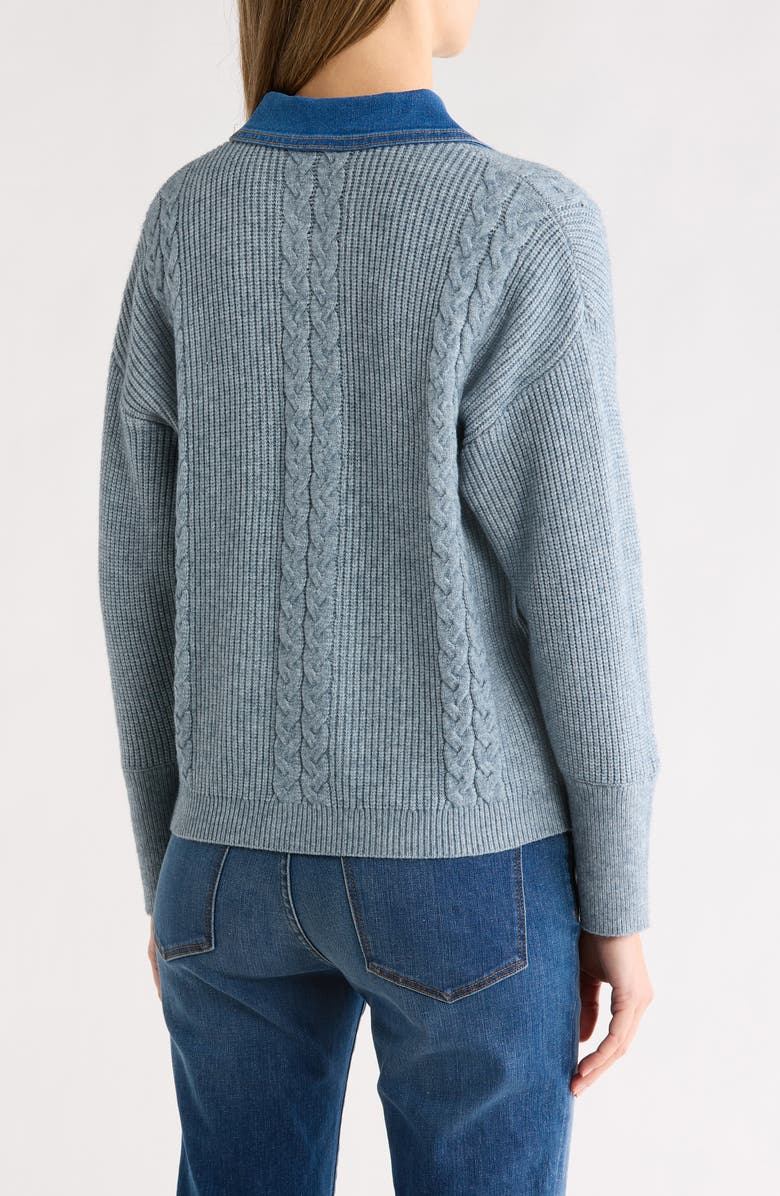 CYRUS Novelty Denim Trim Sweater, Alternate, color, Lily Blue/ Denim