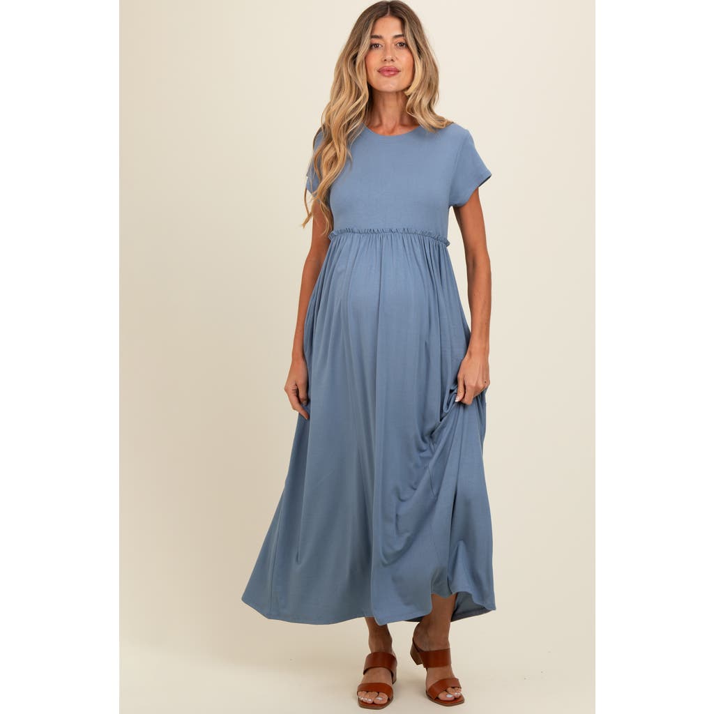 Pinkblush Ruffle Trim Maxi Dress In Blue