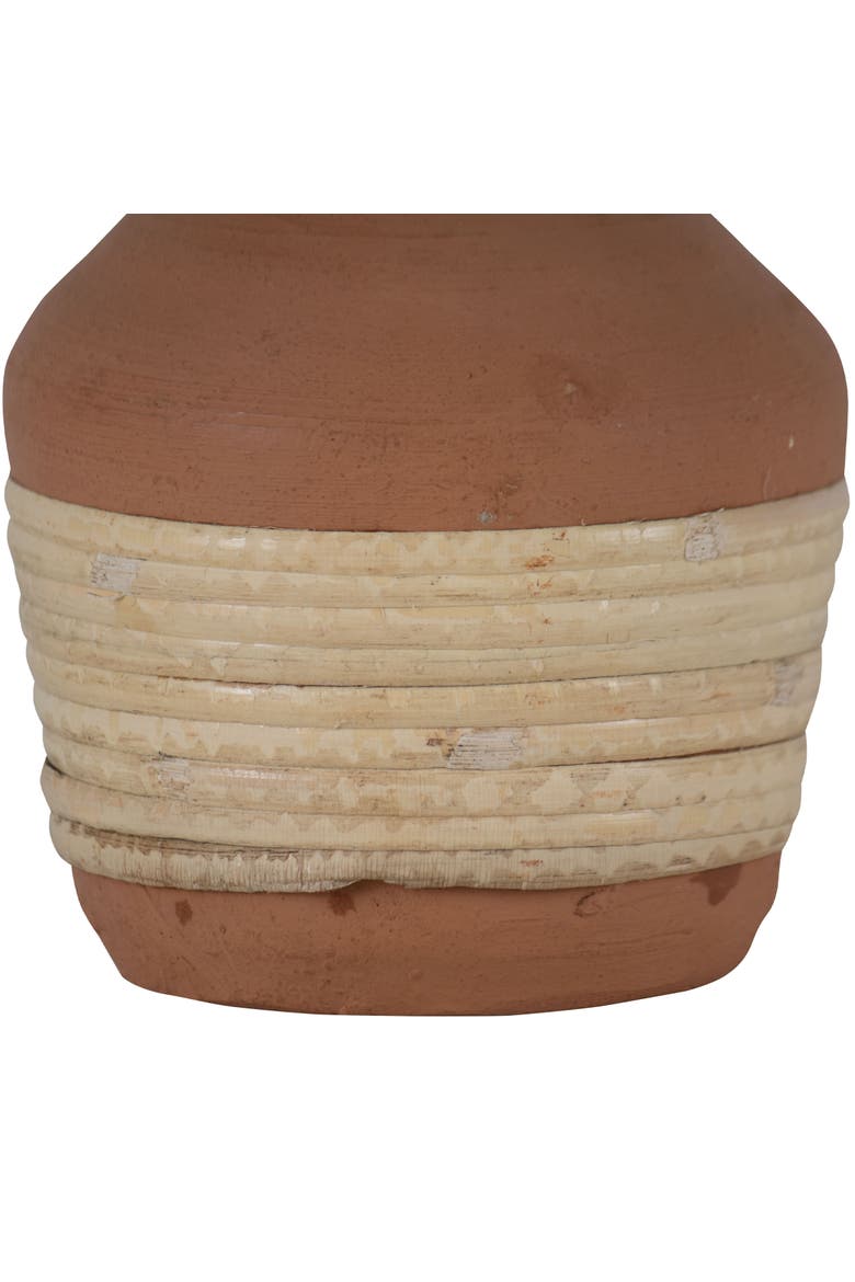 Natural Handthrown Terracotta & Rattan Bud Vase, Alternate, color, Brown