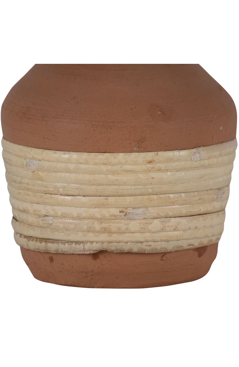 Foreside Home and Garden Natural Handthrown Terracotta & Rattan Bud Vase, Alternate, color, Brown