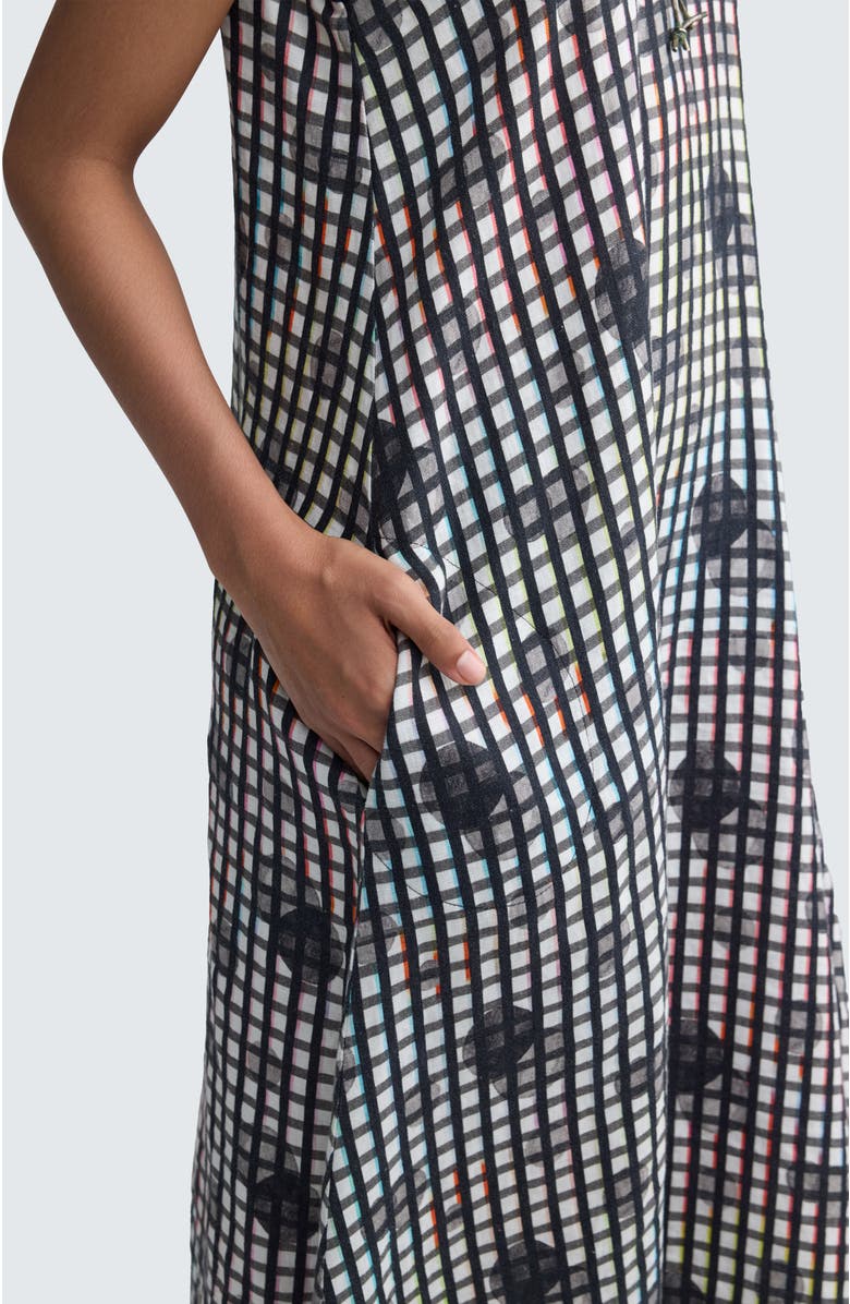 LUUKAA Nerida Neon Print Linen Maxi Dress, Alternate, color, Neon Black