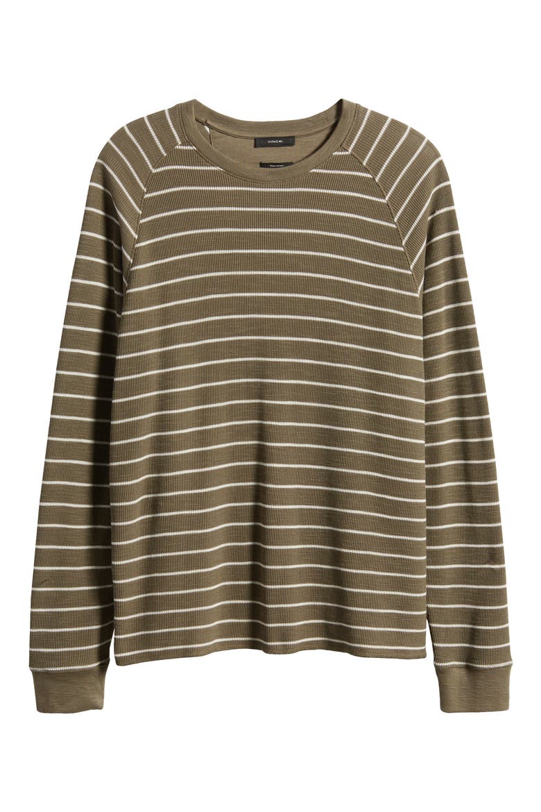 Stripe Waffle Raglan Sleeve Pima Cotton T-Shirt, Alternate, color, SYCAMORE/ BONE