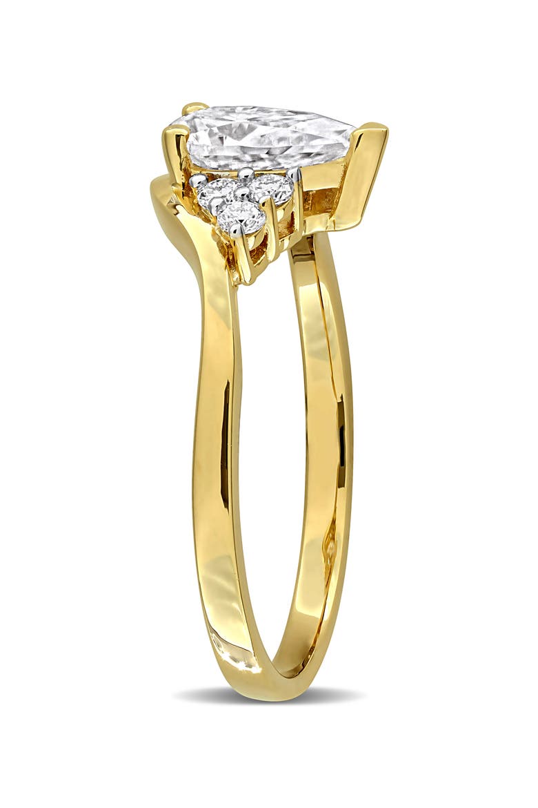 Lab Created Pear Shape Moissanite Ring, Alternate, color, WHITE