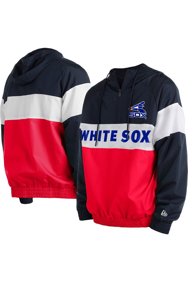 Men's New Era Red Chicago White Sox Raglan Quarter-Zip Hoodie, Main, color, Red