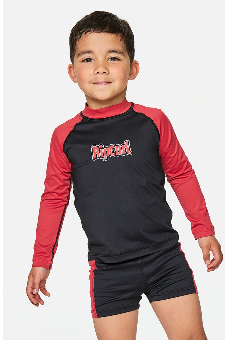 Kids' Paddle Out Long Sleeve Two-Piece Rashguard Swimsuit, Main, color, WASHED RED