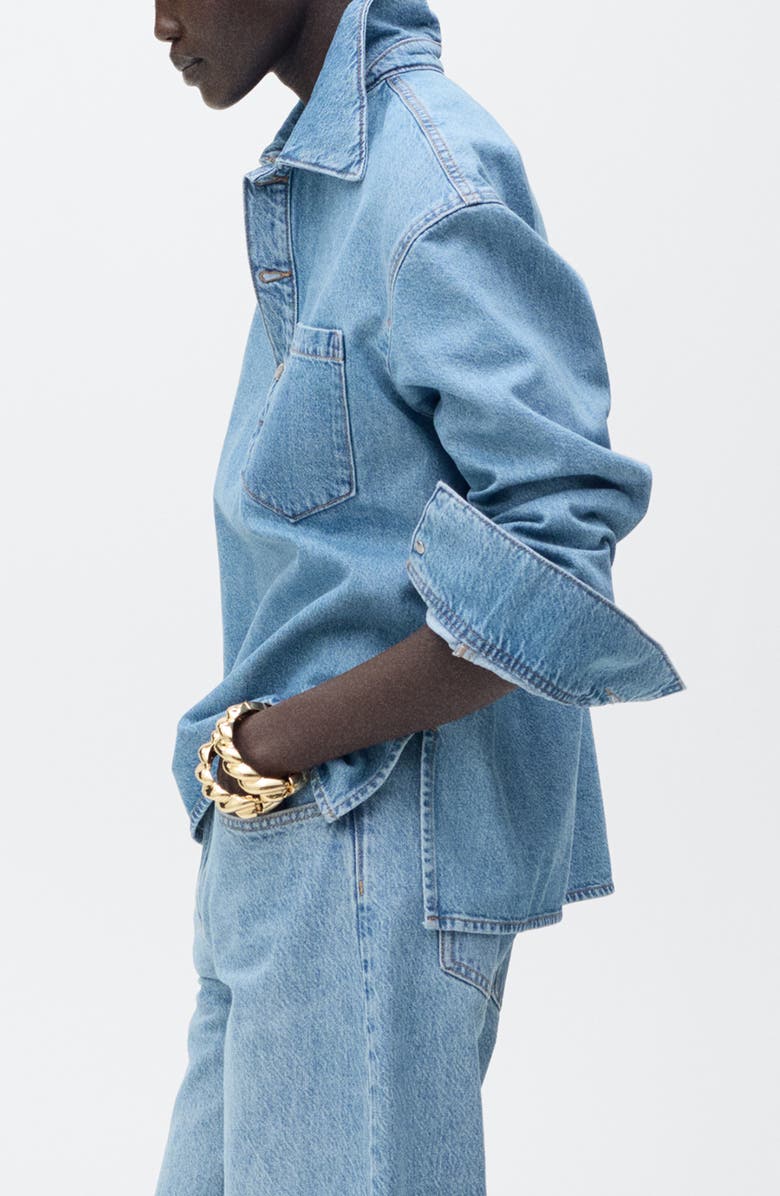 MANGO Denim Popover Top, Alternate, color, 